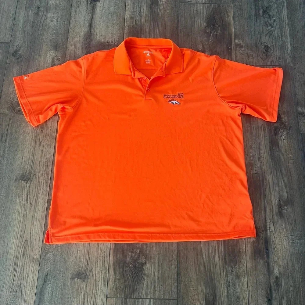 Men’s Denver Broncos Antigua Suoer Bowl 50 Champions Polo Shirt Size 3X